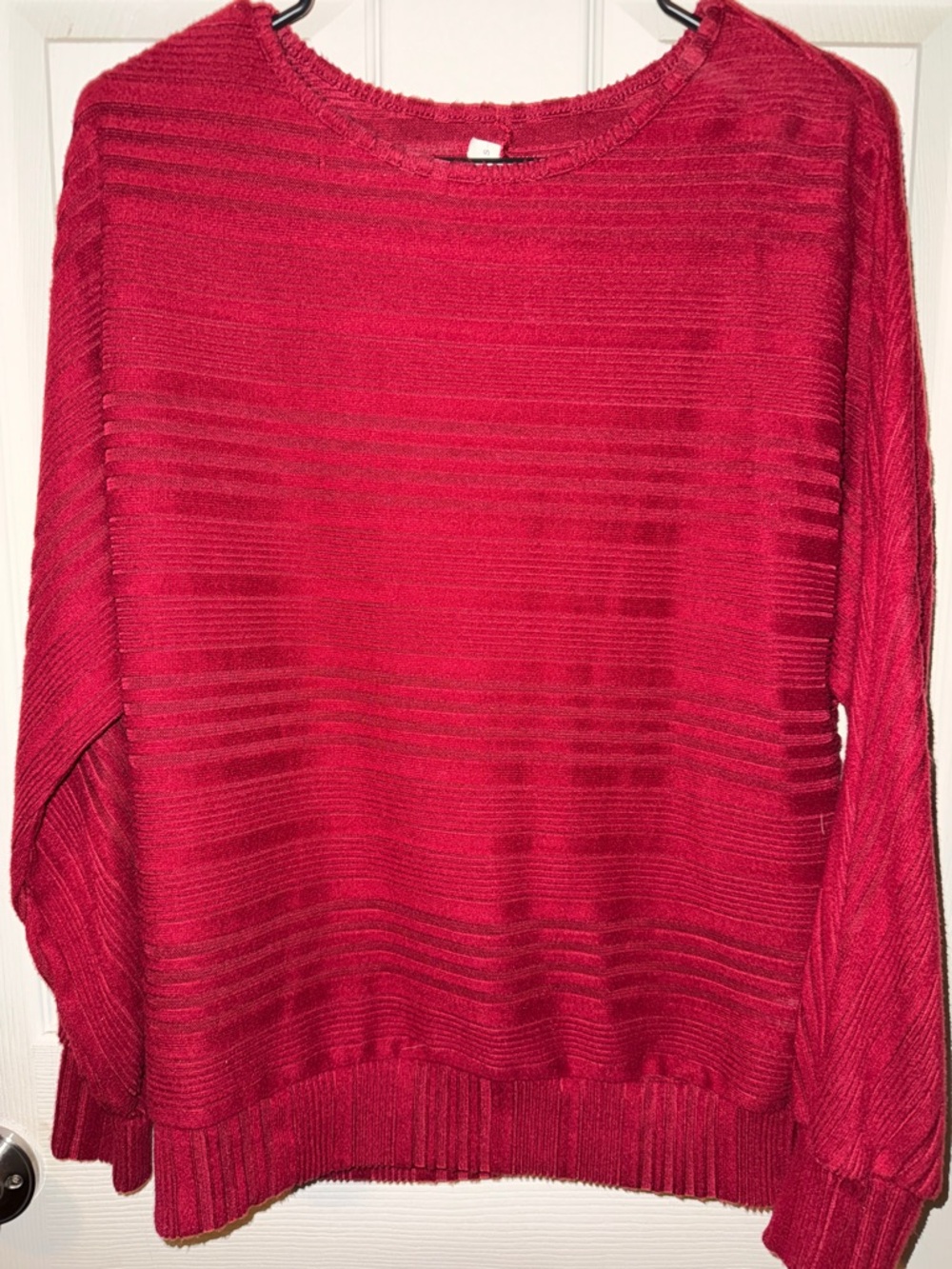Women's Red Lightweight Stripe Knit Sweater